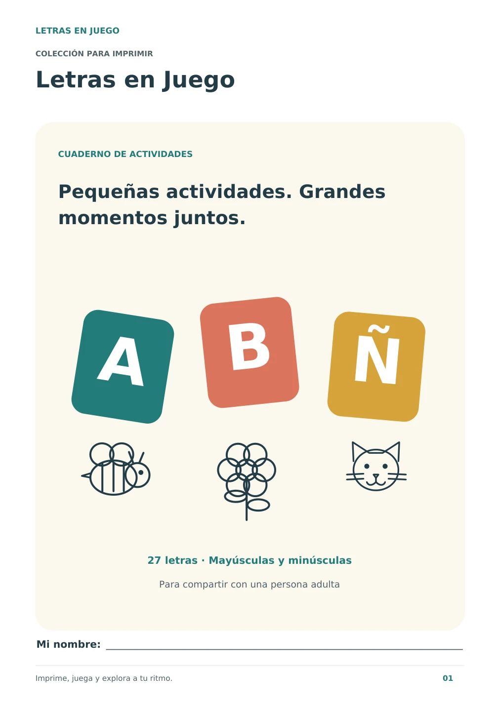 Portada real del cuaderno Letras en Juego